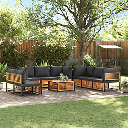 vidaXL Salon de jardin avec coussins 9 pcs bois massif d'acacia 