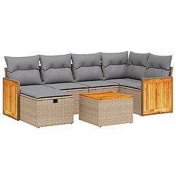 vidaXL Salon de jardin avec coussins 7pcs mélange beige résine tressée