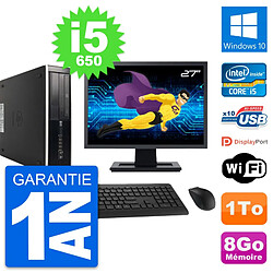 PC HP 8100 SFF Ecran 27" Intel Core i5-650 RAM 8Go Disque 1To Windows 10 Wifi - Occasion