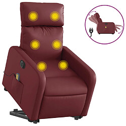 Maison Chic Fauteuil Relax pour salon, Fauteuil inclinable de massage électrique rouge bordeaux -GKD31064