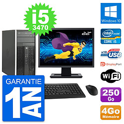 PC Tour HP Pro 6300 CMT Ecran 22" i5-3470 RAM 4Go Disque 250Go Windows 10 Wifi - Occasion