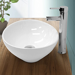 Ecd Germany Lavabo ovale en céramique vasque à poser lave-mains salle de bain 410x330x142mm