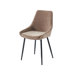 Vente-Unique Lot de 6 chaises en tissu et métal noir - Taupe - MASURIE pas cher