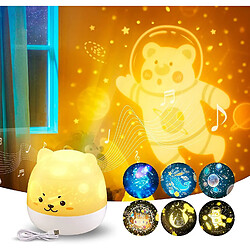 Universal Ampoule projecteur étoile, haut-parleur Bluetooth 3 en 1, musique LED, lumière nocturne pour enfants 6 projections de films, projecteur de musique étoile tournant à 360 ° avec télécommande, bébé, minuterie pour enfants, enfants, (en)