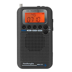 Universal Hanrongda HRD 737 Radio-avion portable avec récepteur FM/AM/SW/CB/AIR/VHF Radio World Band et réveil LCD