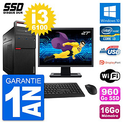 PC Tour Lenovo M700 Ecran 27" Intel i3-6100 RAM 16Go SSD 960Go Windows 10 Wifi · Occasion 