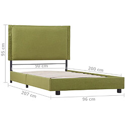 vidaXL Cadre de lit Vert Tissu 90x200 cm pas cher