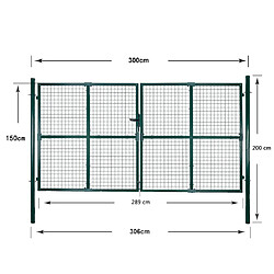vidaXL Portail de clôture à porte double Acier enduit de poudre pas cher