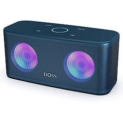 Chrono DOSS Enceinte Bluetooth Portable Lumineuse, Haute Parleur sans Fil,Commande Tactile,Son HD et Basses Puissantes,Mains Libres,21 Heures Playtime,Enceintes pour Phone,Tablette et TV,Bleu