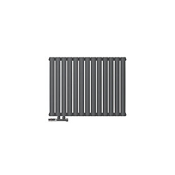 Panneau de chauffage double couche 600x780 mm anthracite, y compris garniture de raccordement mural ML-Design ML-Design Radiateur Design Ovale Double Couche - Non Électrique - 780 x 600 mm - Anthracite - avec Garniture de Raccordement Mural Forme d'Angle et Thermostat - pour Salle de Bain - Montage à Gauche