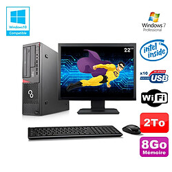 Lot PC Fujitsu E720 E85+ G3220 3GHz 8Go 2000Go Graveur WIFI W7 + Ecran 22" · Occasion 