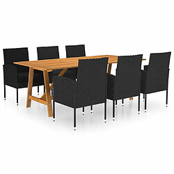 Salle à manger de jardin 7 pcs,Table et chaise à dîner Noir -MN21616