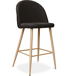 ICONIK INTERIOR Tabouret tapissé en tissu - design scandinave - 63cm - Evelyne Marron foncé