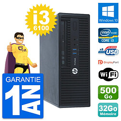 PC HP ProDesk 400 G3 SFF Intel i3-6100 RAM 32Go Disque 500Go Windows 10 Wifi · Occasion 