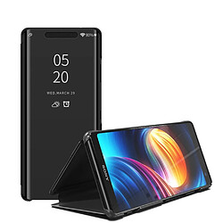 Etui en PU surface miroir avec fenêtre de vue noir pour votre Sony Xperia XZ3