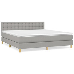 vidaXL Sommier à lattes de lit avec matelas Gris clair 180x200cm Tissu