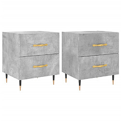 vidaXL Tables de chevet 2pcs gris béton 40x35x47,5cm bois d’ingénierie