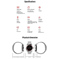 Yonis Montre Connectée Smartwatch 1.3' TFT Bluetooth Podo Sommeil