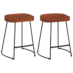 vidaXL Tabourets de bar Gavin lot de 2 45x38x53cm bois massif manguier