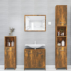 Maison Chic Armoire de bain,Meuble de rangement de salle de bain,Meuble haut Chêne fumé 30x30x183,5 cm Bois d'ingénierie -GKD801802