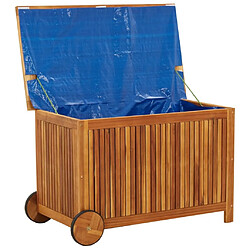 Helloshop26 Coffre boîte meuble de jardin rangement avec roues 90 x 50 x 58 cm bois acacia 02_0013067 pas cher