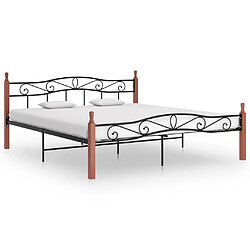 vidaXL Cadre de lit sans matelas noir métal bois chêne 200x200 cm