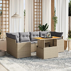 vidaXL Salon de jardin avec coussins 7 pcs beige résine tressée 