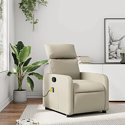 Maison Chic Fauteuil Relax pour salon, Fauteuil inclinable de massage Crème Similicuir -GKD98781