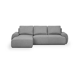 Canapé d'angle gauche convertible MILO 4 places - Tissu gris - Coffre de rangement - L 264 x H 84 x P 99/145 cm