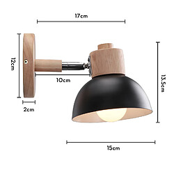 Avis Stoex 2X Ø15CM Applique Murale Rétro Moderne Applique Murale en Bois Et Métal Lampe Murale Simple, Angle Réglable, Pour Salon, Chambre À Coucher Noir E27