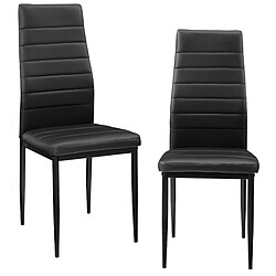 Lot de 2 Chaises de Salle à Manger Design Set de Sièges Empilables Similicuir 96 x 43 x 52 cm Noir [en.casa]