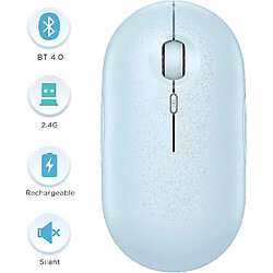 Universal YH-Bluetooth Mouse - souris sans fil à double mode (Bluetooth 4.0 + USB) - Bébé bleu