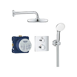 GROHE Set de douche encastré Tempesta 210 Grohtherm 34729000 - Tete 2 jets - Economie d'eau - Chrome 