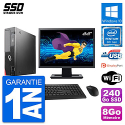 PC Fujitsu D556 DT Ecran 22" Intel G4400 RAM 8Go SSD 240Go Windows 10 Wifi · Occasion 