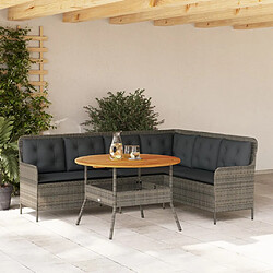 vidaXL Salon de jardin 2 pcs avec coussins Gris Résine tressée 