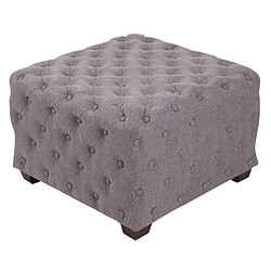 Decoshop26 Tabouret bas repose-pieds pouf forme carré en tissu gris capitonné 10_0003715