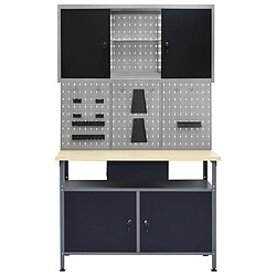 Avis Helloshop26 Etabli avec 3 panneaux muraux et 1 armoire table de travail poste de travail établi d'atelier stockage 120 cm rangement d'outils garage 02_0003660