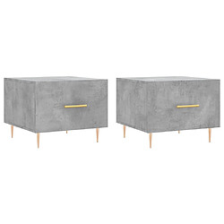 vidaXL Tables basses 2 pcs gris béton 50x50x40 cm bois d'ingénierie