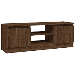 Maison Chic Meuble TV scandinave - Banc TV pour salon avec porte Chêne marron 102x30x36 cm -MN51973