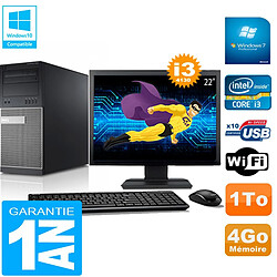 PC Tour DELL 9020 Core I3-4130 Ram 4Go Disque 1 To Wifi W7 Ecran 22"