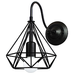 Stoex Appliques Murales Vintage Industrielle Cage forme Diamant en Métal E27 Noir, Rétro Plafonnier Luminaire Intérieure pour Salon Cuisine Couloir Chambre Café Bar