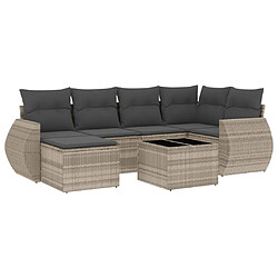 vidaXL Salon de jardin avec coussins 7 pcs gris clair résine tressée