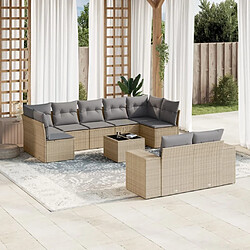 Maison Chic Salon de jardin avec coussins 10 pcs, Ensemble Tables et chaises de jardin, beige résine tressée -GKD973202