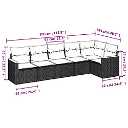 Acheter vidaXL Salon de jardin 6 pcs avec coussins gris résine tressée