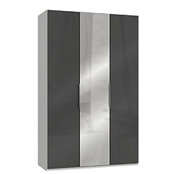 Inside 75 Armoire penderie LISEA 2 portes verre anthracite 1 porte miroir 150 x 236 cm HT 