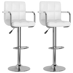 vidaXL Tabourets de bar lot de 2 blanc similicuir