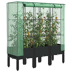 vidaXL Jardinière surélevée avec housse aspect rotin 120x40x140 cm