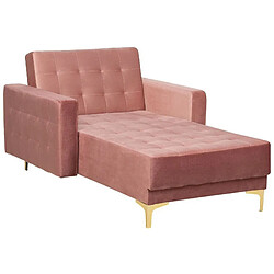 Beliani Chaise longue en velours rose ABERDEEN 