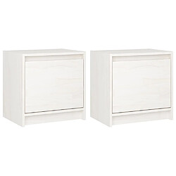 vidaXL Tables de chevet 2 pcs Blanc 40x30,5x40 cm Bois de pin massif