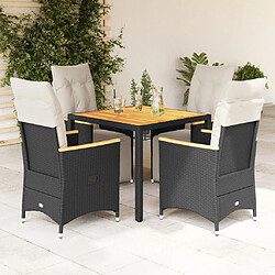 vidaXL Ensemble de bistro de jardin 5 pcs coussins noir poly rotin 